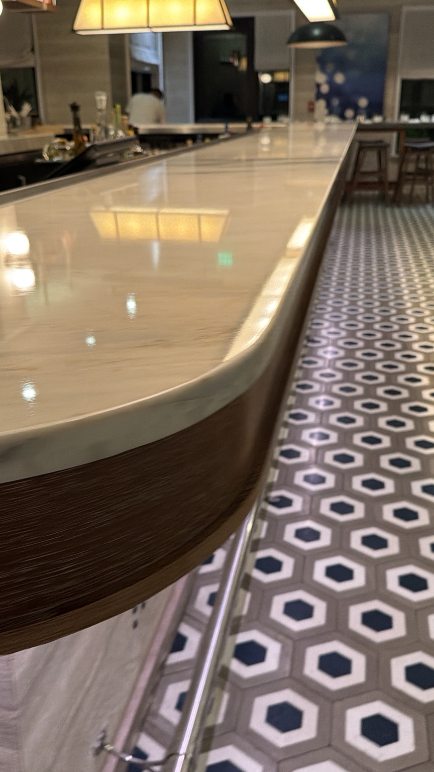 Close-up of protected counter surface